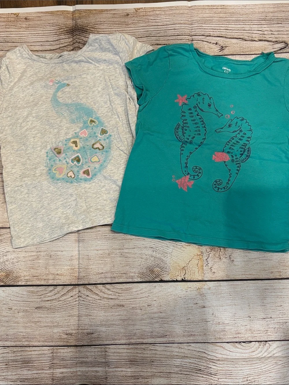 Carter's Seahorse and Peacock t-shirt bundle - Girls